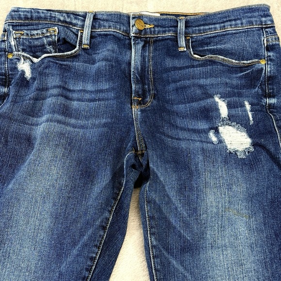 Frame Le Garcon Skinny Jeans 28(30) Distressed Mid Rise Medium Wash 27 Inseam - Picture 10 of 14